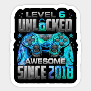 Unlocked Awesome Since 2018 6Th Birthday Gaming Sticker